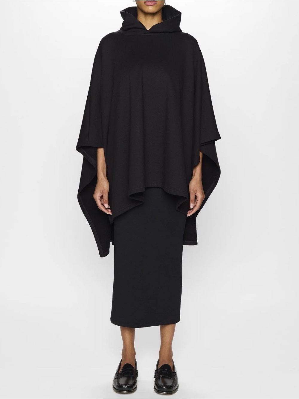 Bleusalt The Jillian Poncho Hooded Black One Size